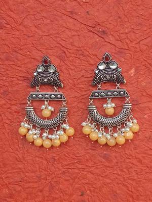 RozMili Indian Handcrafted Silver Oxidized  finish  Brass metal Jaipuri   Jhumka Earring for women & Girls 3