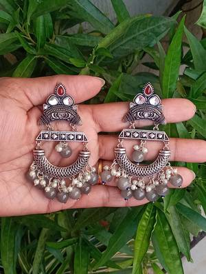 RozMili Handmade  Oxidized silver finish Dangle drop Earrings for women and Girls 1