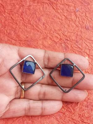 RozMili Indian  Handcrafted Silver Oxidized  finish Brass metal Jaipuri   Drop Earring for women & Girls 1