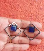 RozMili Indian  Handcrafted Silver Oxidized  finish Brass metal Jaipuri   Drop Earring for women & Girls