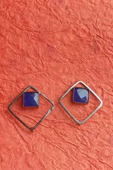 RozMili Indian  Handcrafted Silver Oxidized  finish Brass metal Jaipuri   Drop Earring for women & Girls
