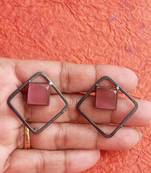 RozMili Handcrafted Oxidized silver Brass Metal stud earrings for women & Girls