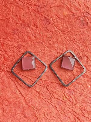RozMili Handcrafted Oxidized silver Brass Metal stud earrings for women & Girls 2