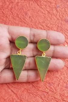 RozMili  Handmade Jaipuri Monelisa Stone Drop Earrings for