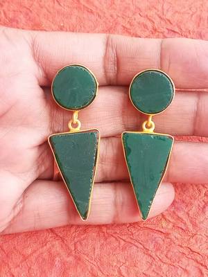 RozMili Indian Handcrafted Jaipuri Monalisa stone Gold Plated  Drop earrings for women & girls 1