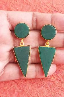 RozMili Indian Handcrafted Jaipuri Monalisa stone Gold Plated  Drop earrings for women & girls