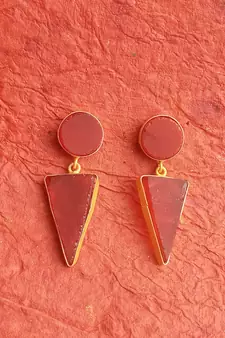 RozMili Handmade  Jaipuri Monelisa stone Brass metal Drop Earrings for Women & Girls