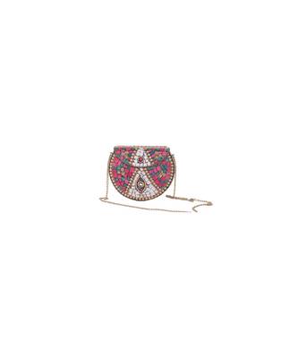 Morus Women's Handmade Mosaic Clutch with Stone Work 1