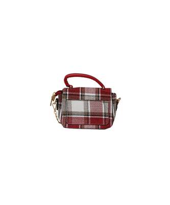 Morus Women's Checkered Pu Leather Ethnic Sling Bag, Maroon 2
