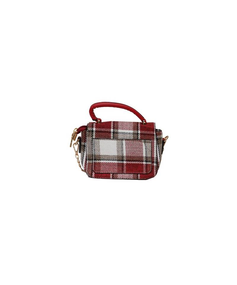 Morus Women's Checkered Pu Leather Ethnic Sling Bag, Maroon