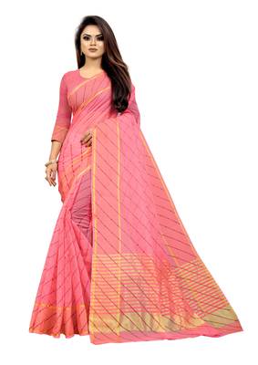 Vatudi Fashion Lehariya Supernet Banarsi Silk Saree Gajarin color for women 4