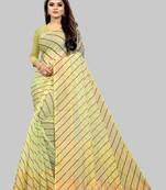 Vatudi Fashion Lehariya Supernet Banarsi Silk Saree Gajarin color for women