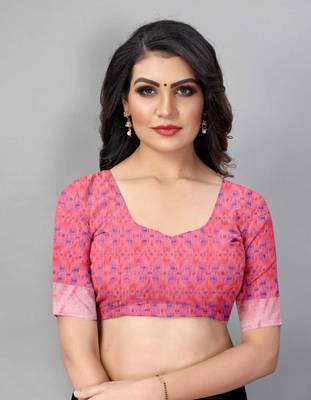 Vatudi Fashion Linen Gulab Banarsi Cotton Silk Saree Gajari color for women 3