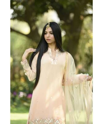 Blush Peach Kurta with Sharara & Dupatta 1
