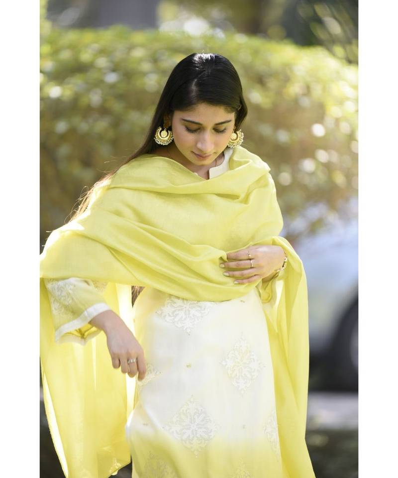 Ombre Chanderi Kurta with Tiered Garara