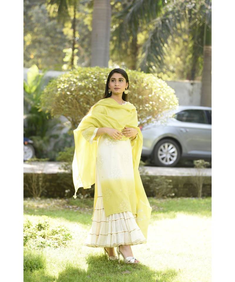 Ombre Chanderi Kurta with Tiered Garara