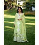 Mint Green Assymetrical Kurta with Sharara & dupatta