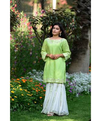 Green Short kurta & Garara 1