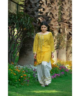 Yellow Short Kurta with salwar 1