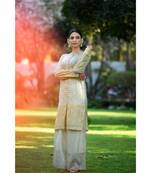 Ivory & Yellow Ombre Achkan with Pallazo