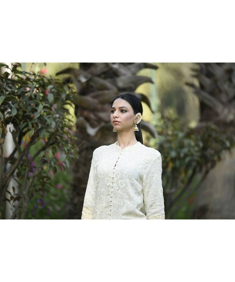 Ivory & Yellow Ombre Achkan with Pallazo