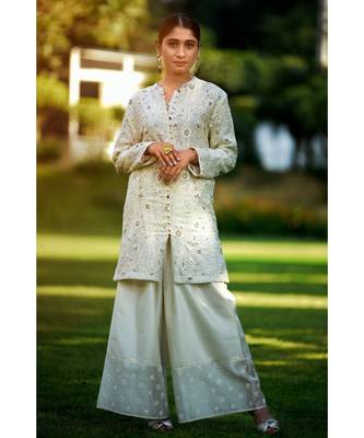 Ivory Achkan Jacket with Pallazo 1