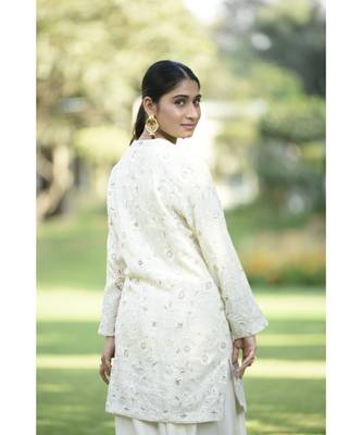 Ivory Achkan Jacket with Pallazo 3