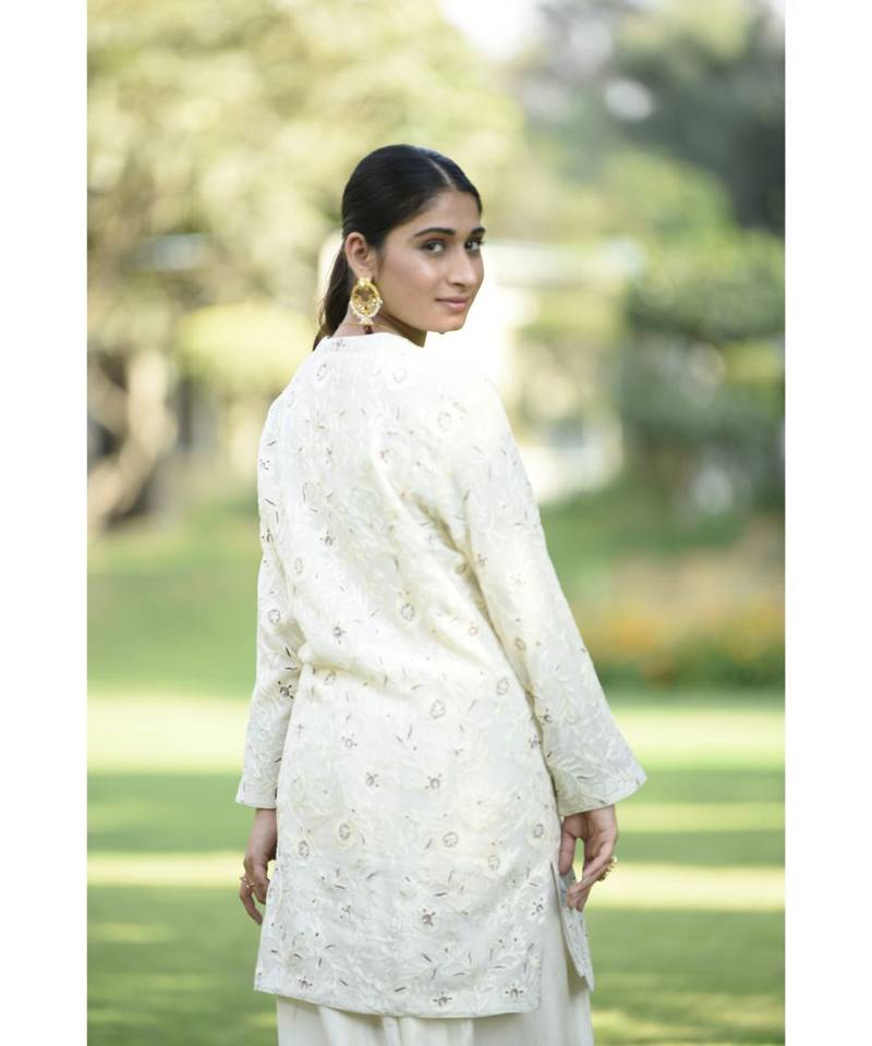 Ivory Achkan Jacket with Pallazo