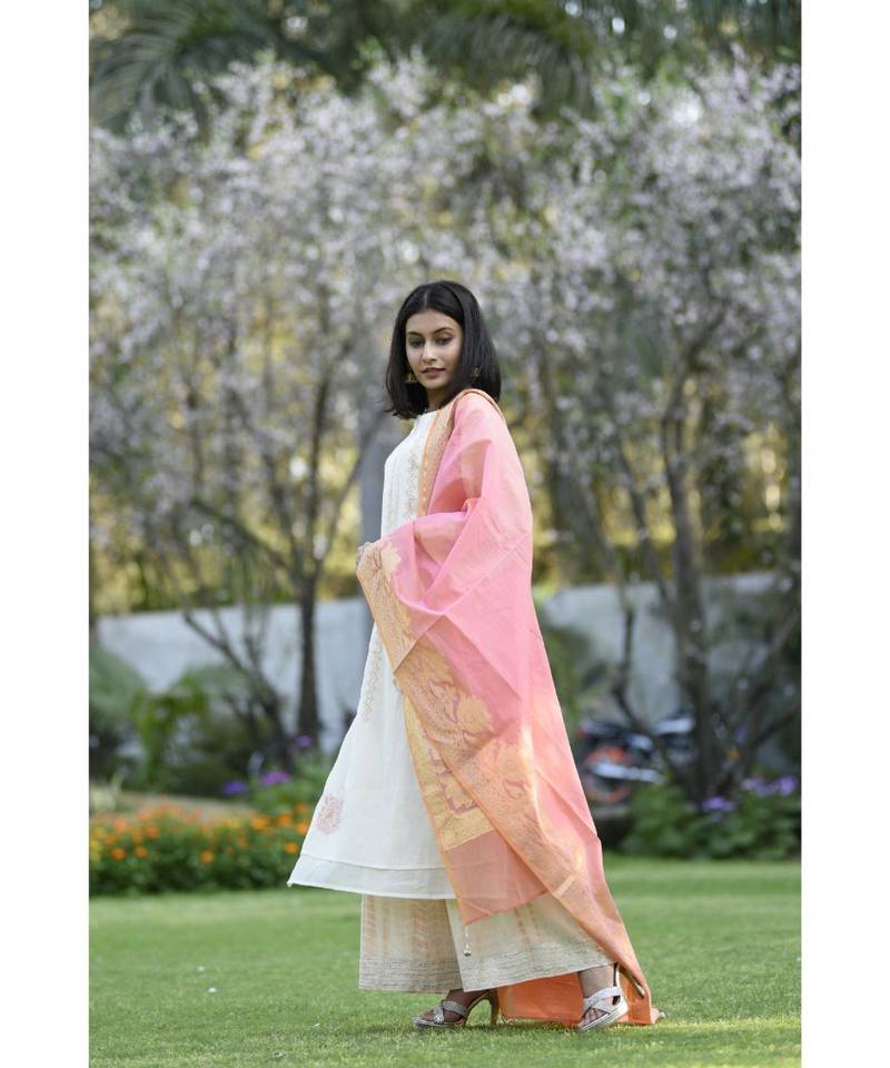 Layered Ivory Kurta with Shibori Pallazo