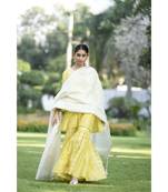 Yellow Chanderi Short Kurta with Garara Set