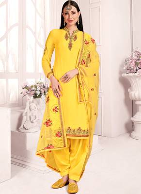 Light Yellow Georgette Straight Suit 1