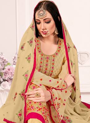 Dark Cream Georgette Straight Suit 3