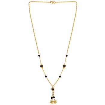 Amazing Gold Plated Chain Black Beads Mangalsutra For Women 2