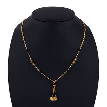 Amazing Gold Plated Chain Black Beads Mangalsutra For Women 5