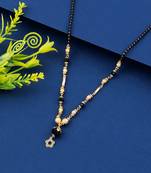 Amazing Gold Plated Stylish Chain Black Beads Mangalsutra For Women