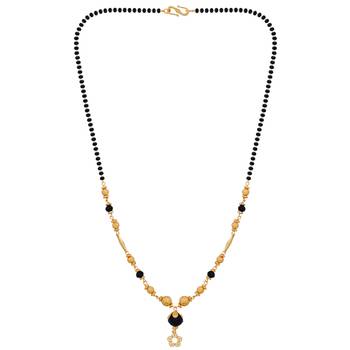 Amazing Gold Plated Stylish Chain Black Beads Mangalsutra For Women 2