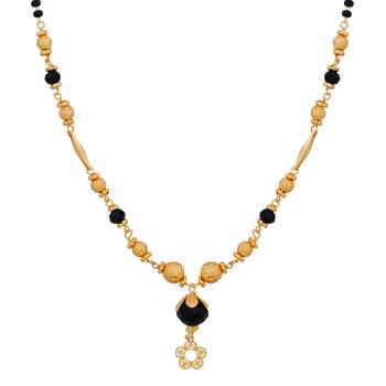 Amazing Gold Plated Stylish Chain Black Beads Mangalsutra For Women 3