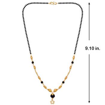 Amazing Gold Plated Stylish Chain Black Beads Mangalsutra For Women 4