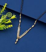 Amazing Gold Plated Delicate Chain Black Beads Mangalsutra For Women