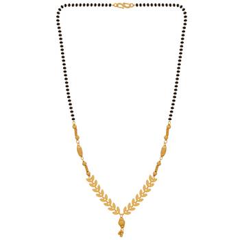 Amazing Gold Plated Delicate Chain Black Beads Mangalsutra For Women 2