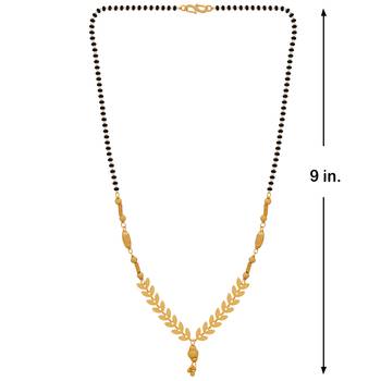 Amazing Gold Plated Delicate Chain Black Beads Mangalsutra For Women 4