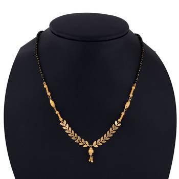 Amazing Gold Plated Delicate Chain Black Beads Mangalsutra For Women 5