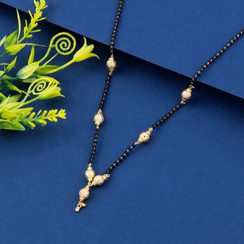 Delicated Gold Plated Chain Black Beads Mangalsutra For Women 1