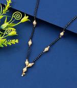 Delicated Gold Plated Chain Black Beads Mangalsutra For Women