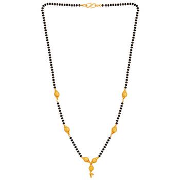 Delicated Gold Plated Chain Black Beads Mangalsutra For Women 2