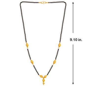 Delicated Gold Plated Chain Black Beads Mangalsutra For Women 4