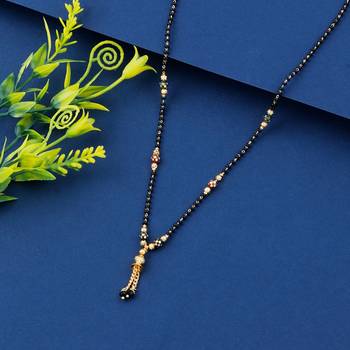 Gold Plated Black Beads Chain Designer Mangalsutra For Women Jewellery 1