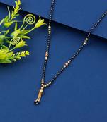 Gold Plated Black Beads Chain Designer Mangalsutra For Women Jewellery