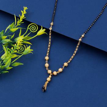 Exclusive Gold Plated Black Beads Chain Designer Mangalsutra For Women Jewellery 1