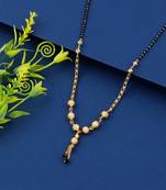 Exclusive Gold Plated Black Beads Chain Designer Mangalsutra For Women Jewellery